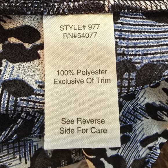 NWOT CAbi Fatale Blouse 977 Leopard Animal Print BLUE Black Long Sleeves XL - Picture 5 of 6